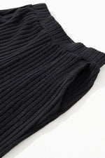 Load image into Gallery viewer, Black Ribbed Knit V Neck Slouchy Two-piece Outfit - Fashion Queen - 18