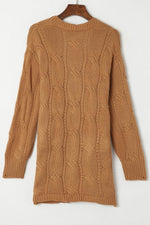 Load image into Gallery viewer, Black Ribbed Trim Eyelet Cable Knit Cardigan - Fashion Queen - 26