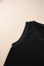 Load image into Gallery viewer, Black Ribbed V Neck Tank - Fashion Queen - 10
