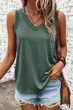 Load image into Gallery viewer, Black Ribbed V Neck Tank - Fashion Queen - 4