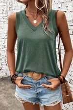 Load image into Gallery viewer, Black Ribbed V Neck Tank - Fashion Queen - 6