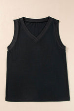 Load image into Gallery viewer, Black Ribbed V Neck Tank - Fashion Queen - 7