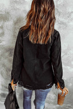 Load image into Gallery viewer, Black Ripped Denim Jacket - Fashion Queen - 2