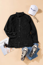 Load image into Gallery viewer, Black Ripped Denim Jacket - Fashion Queen - 5