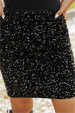 Load image into Gallery viewer, Black Sequin Bodycon Mini Skirt - Fashion Queen - 12