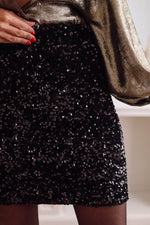 Load image into Gallery viewer, Black Sequin Bodycon Mini Skirt - Fashion Queen - 5