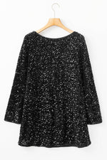 Load image into Gallery viewer, Black Sequin Long Sleeve Knot Cutout Back Mini Dress - Fashion Queen - 7