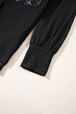 Load image into Gallery viewer, Black Sequin Patch Chest Pocket Corded Shacket - Fashion Queen - 17