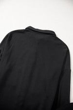 Load image into Gallery viewer, Black Sequin Patch Chest Pocket Corded Shacket - Fashion Queen - 20