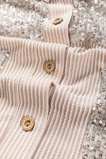 Load image into Gallery viewer, Black Sequin Patch Chest Pocket Corded Shacket - Fashion Queen - 26