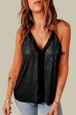Load image into Gallery viewer, Black Sequin Racerback Tank - Fashion Queen - 1