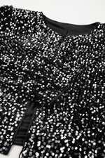 Load image into Gallery viewer, Black Sequined Open Front Cropped Jacket - Fashion Queen - 16