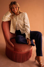 Load image into Gallery viewer, Black Sequined Open Front Cropped Jacket - Fashion Queen - 18