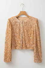 Load image into Gallery viewer, Black Sequined Open Front Cropped Jacket - Fashion Queen - 20