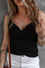 Load image into Gallery viewer, Black Sexy V Neck Ribbed Knit Sleeveless Top - Fashion Queen - 3