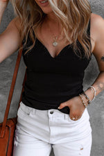 Load image into Gallery viewer, Black Sexy V Neck Ribbed Knit Sleeveless Top - Fashion Queen - 5
