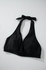 Load image into Gallery viewer, Black Sheer Mesh Edged Halter V Neck Push Up Bikini - Fashion Queen - 16