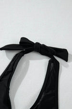 Load image into Gallery viewer, Black Sheer Mesh Edged Halter V Neck Push Up Bikini - Fashion Queen - 17