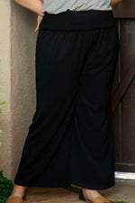 Load image into Gallery viewer, Black Shirred High Waist Plus Size Wide Leg Pants - Fashion Queen - 8