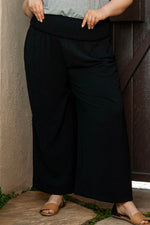 Load image into Gallery viewer, Black Shirred High Waist Plus Size Wide Leg Pants - Fashion Queen - 9
