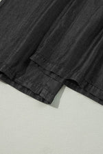Load image into Gallery viewer, Black Side Pockets Frilled Smocked High Waist Wide Leg Jeans - Fashion Queen - 12