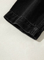 Load image into Gallery viewer, Black Side Pockets Lapel Collar Denim Jacket - Fashion Queen - 14