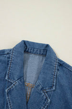 Load image into Gallery viewer, Black Side Pockets Lapel Collar Denim Jacket - Fashion Queen - 23