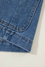 Load image into Gallery viewer, Black Side Pockets Lapel Collar Denim Jacket - Fashion Queen - 25