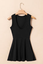 Load image into Gallery viewer, Black Sleeveless Knot Skirt Hem Sports Romper - Fashion Queen - 3