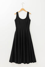 Load image into Gallery viewer, Black Sleeveless Scoop Neck Flared Split Midi Dress - Fashion Queen - 14