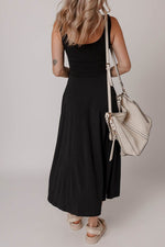 Load image into Gallery viewer, Black Sleeveless Scoop Neck Flared Split Midi Dress - Fashion Queen - 2