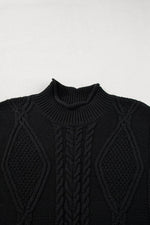 Load image into Gallery viewer, Black Solid Color Cable Knit High Neck Sweater Vest - Fashion Queen - 10