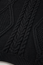 Load image into Gallery viewer, Black Solid Color Cable Knit High Neck Sweater Vest - Fashion Queen - 11