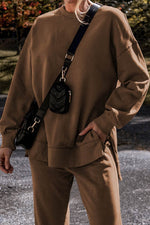 Load image into Gallery viewer, Black Solid Color High Low Pullover and Skinny Pants Set - Fashion Queen - 18