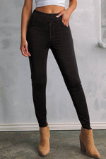 Load image into Gallery viewer, Black Solid Color High Waist Stretchy Slim Fit Jeggings - Fashion Queen - 1