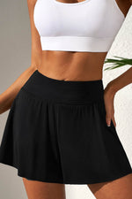 Load image into Gallery viewer, Black Solid Color High Waist Wide Leg Swim Bottom - Fashion Queen - 5