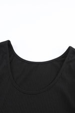 Load image into Gallery viewer, Black Solid Color Ribbed Crop Top Long Pants Set - Fashion Queen - 21