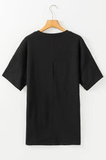 Load image into Gallery viewer, Black Solid Color Round Neck Basic Tunic T Shirt - Fashion Queen - 10