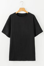 Load image into Gallery viewer, Black Solid Color Round Neck Basic Tunic T Shirt - Fashion Queen - 9