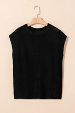Load image into Gallery viewer, Black Solid Color Sweater Tee with Side Slits - Fashion Queen - 11