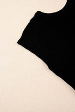Load image into Gallery viewer, Black Solid Color Sweater Tee with Side Slits - Fashion Queen - 6