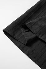 Load image into Gallery viewer, Black Solid Color Textured Buttoned Turn Down Collar Shirt - Fashion Queen - 13