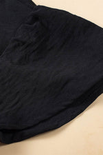 Load image into Gallery viewer, Black Solid Color Textured Pleated Flutter Sleeve Blouse - Fashion Queen - 17