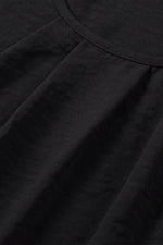 Load image into Gallery viewer, Black Solid Color Textured Pleated Flutter Sleeve Blouse - Fashion Queen - 18