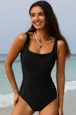 Load image into Gallery viewer, Black Solid Criss Cross Backless Square Neck One Piece Swimsuit - Fashion Queen - 6