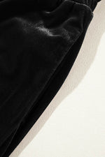 Load image into Gallery viewer, Black Solid Drawstring Waist Wide Leg Pants - Fashion Queen -  19