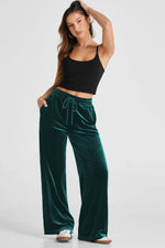 Load image into Gallery viewer, Black Solid Drawstring Waist Wide Leg Pants - Fashion Queen -  25