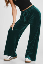 Load image into Gallery viewer, Black Solid Drawstring Waist Wide Leg Pants - Fashion Queen -  26