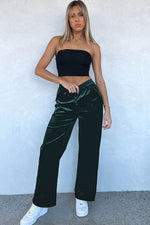 Load image into Gallery viewer, Black Solid Drawstring Waist Wide Leg Pants - Fashion Queen -  30