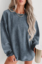 Load image into Gallery viewer, Black Solid Ribbed Knit Round Neck Pullover Sweatshirt - Fashion Queen - 13